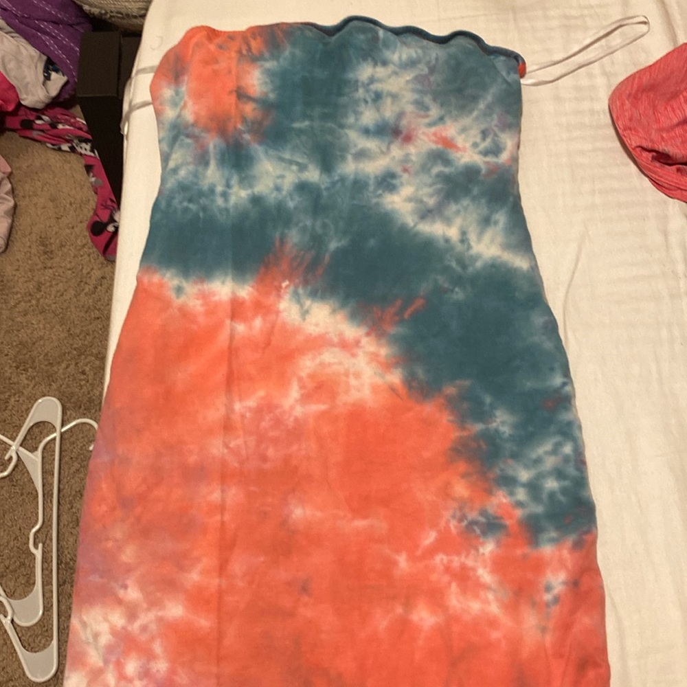 Tye dye strapless dress